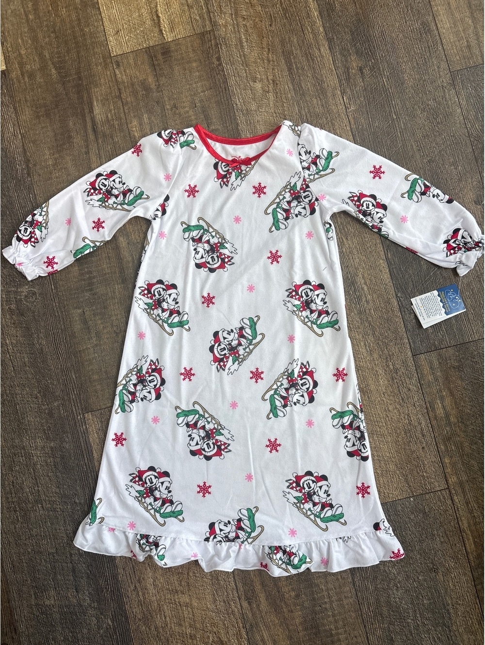 New Disney 4T Kids Holiday Christmas Nightgown Mickey and Minnie Mouse Girls